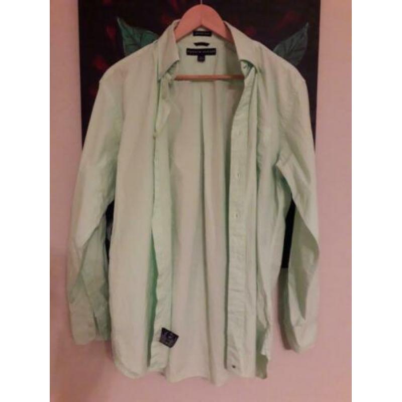Tommy Hilfiger overhemd maat S, groen, manchetknopen