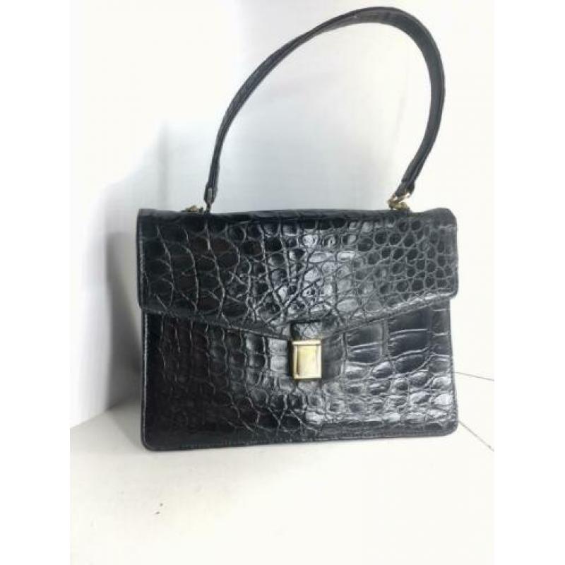 Vintage tas krokodillenleder