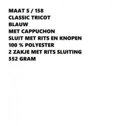 Maat 158 / s - classic tricot - blauwe jas