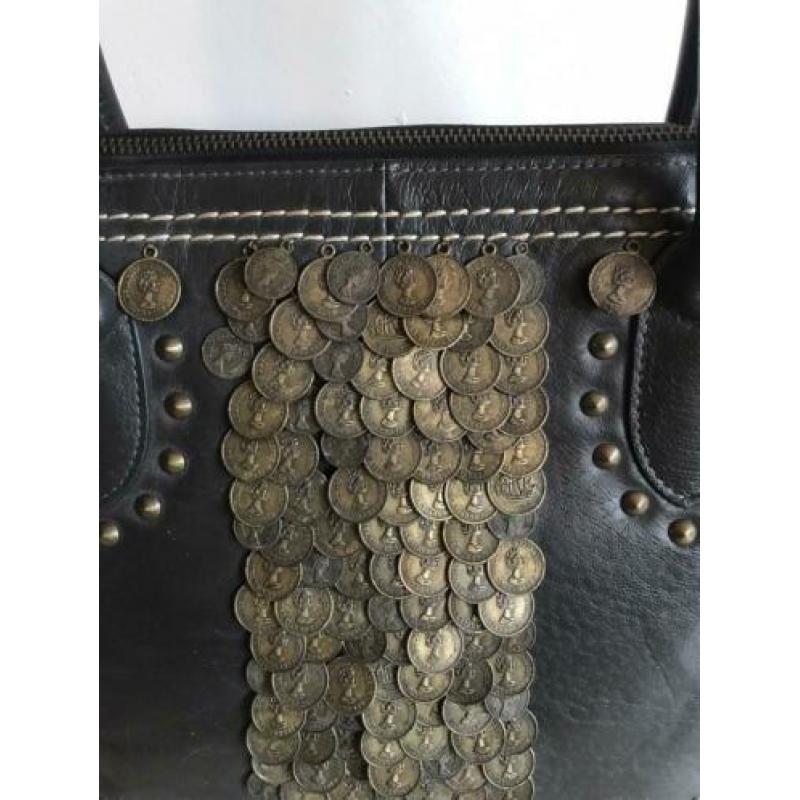 Leren tas met muntjes - donkerbruin - Stefanel