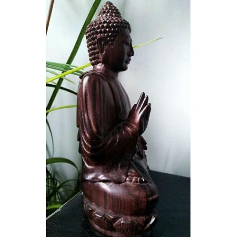 Boeddha beeldje uit coromandel hout -zeer serene uitstraling