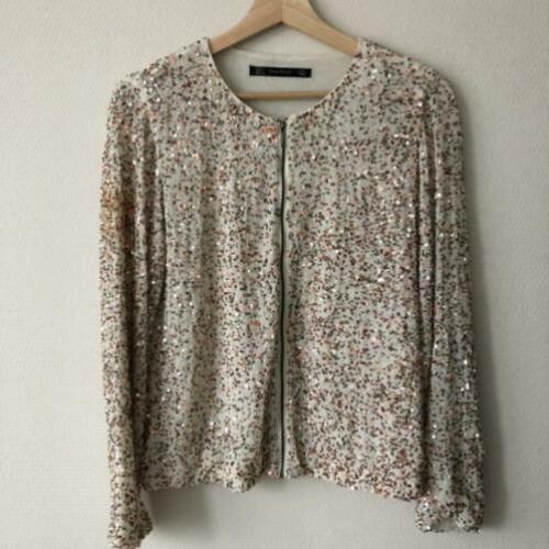 Zara pailletten bomber vest S