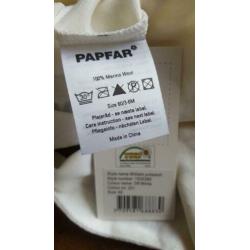 Papfar eco/bio merinowollen jumpsuit ecru, maat 60 NIEUW!!!