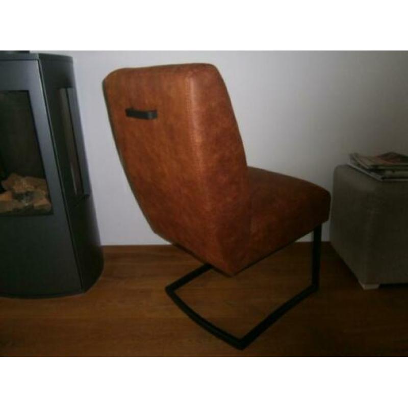 Nieuwe eet/vergader stoel in stof-lederlook/ leer actie