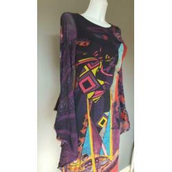 jurk Save the Queen - felle print - wijde mouw - M/L