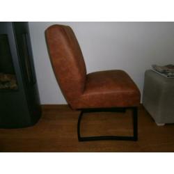 Nieuwe eet/vergader stoel in stof-lederlook/ leer actie