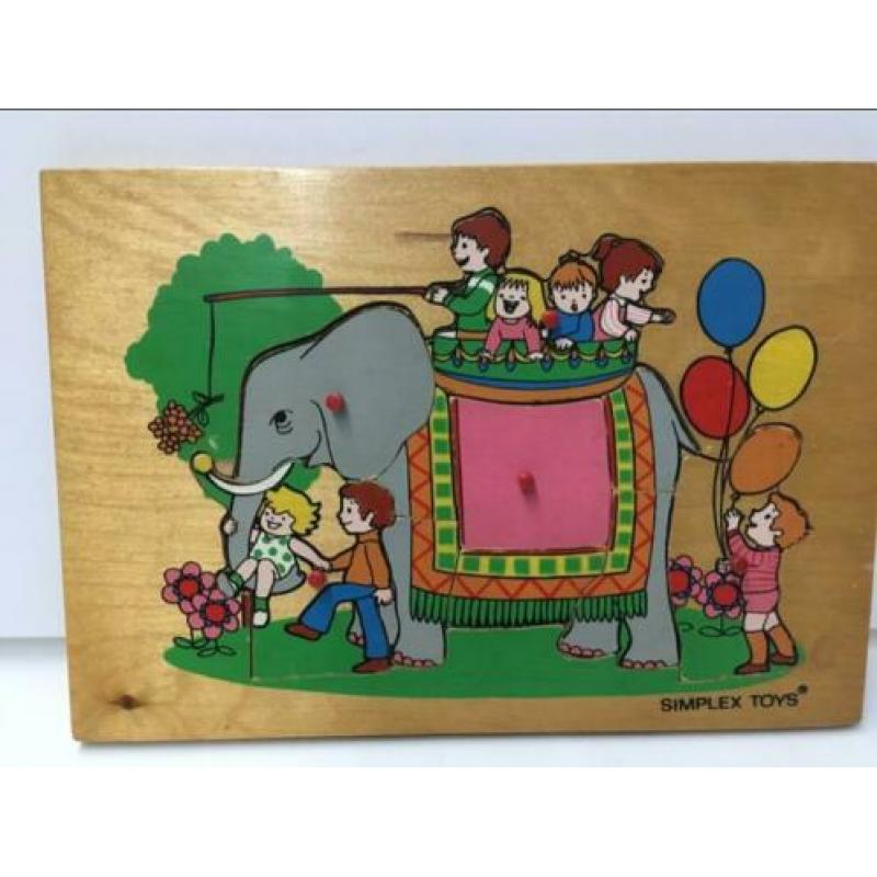 Simplex puzzel olifant, dubbel laags, vintage