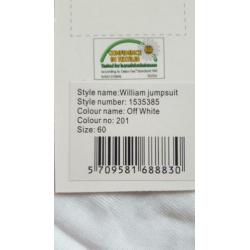 Papfar eco/bio merinowollen jumpsuit ecru, maat 60 NIEUW!!!