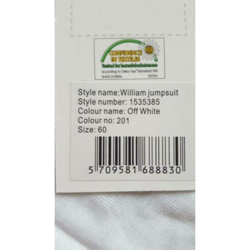 Papfar eco/bio merinowollen jumpsuit ecru, maat 60 NIEUW!!!