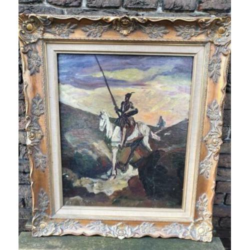 oud schilderij, de voorstelling is volgens mij Don Quichot