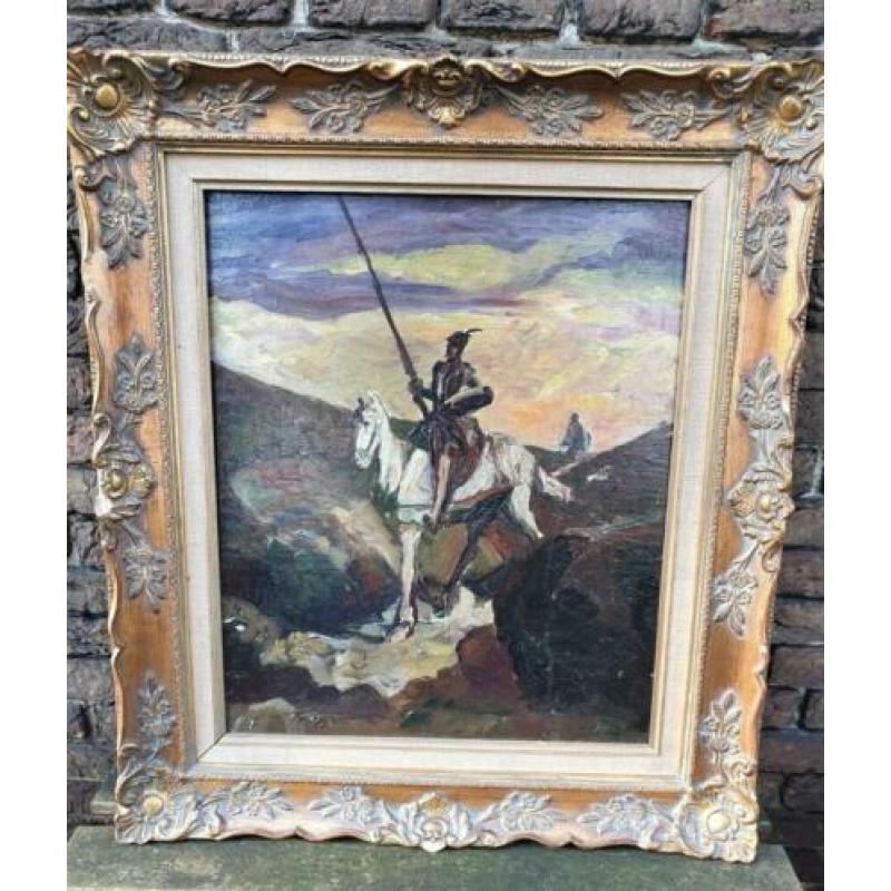 oud schilderij, de voorstelling is volgens mij Don Quichot