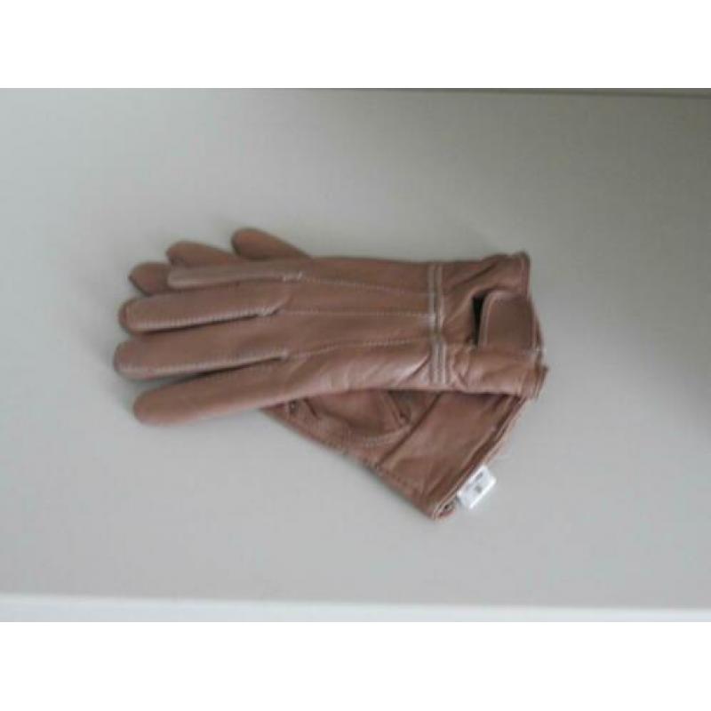 Nieuwe zacht leren dames handschoenen camel kleur maat M