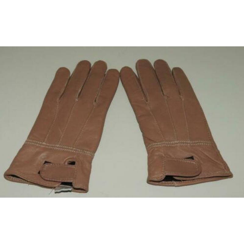 Nieuwe zacht leren dames handschoenen camel kleur maat M