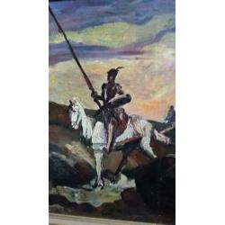 oud schilderij, de voorstelling is volgens mij Don Quichot