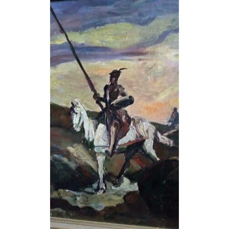 oud schilderij, de voorstelling is volgens mij Don Quichot