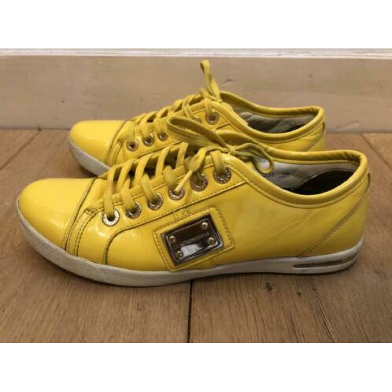 D&G Dolce & Gabbana sneakers. Geel lakleer, 38. Origineel!
