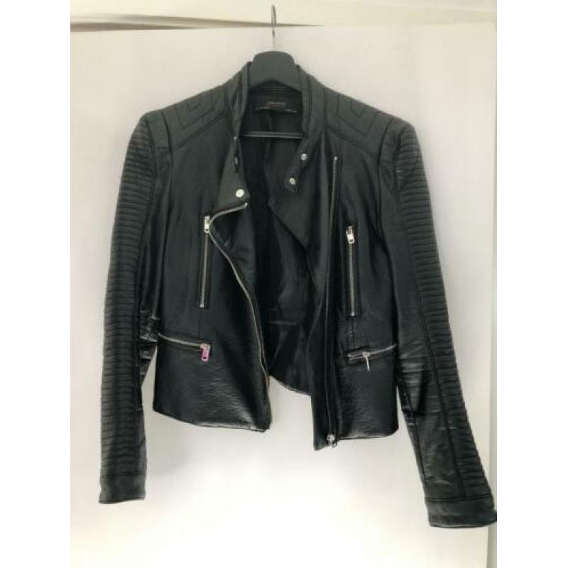 Leer look jasje zwart Zara 36 / 38