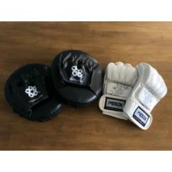 Sparring set, box handschoenen, zwart wit, nieuw