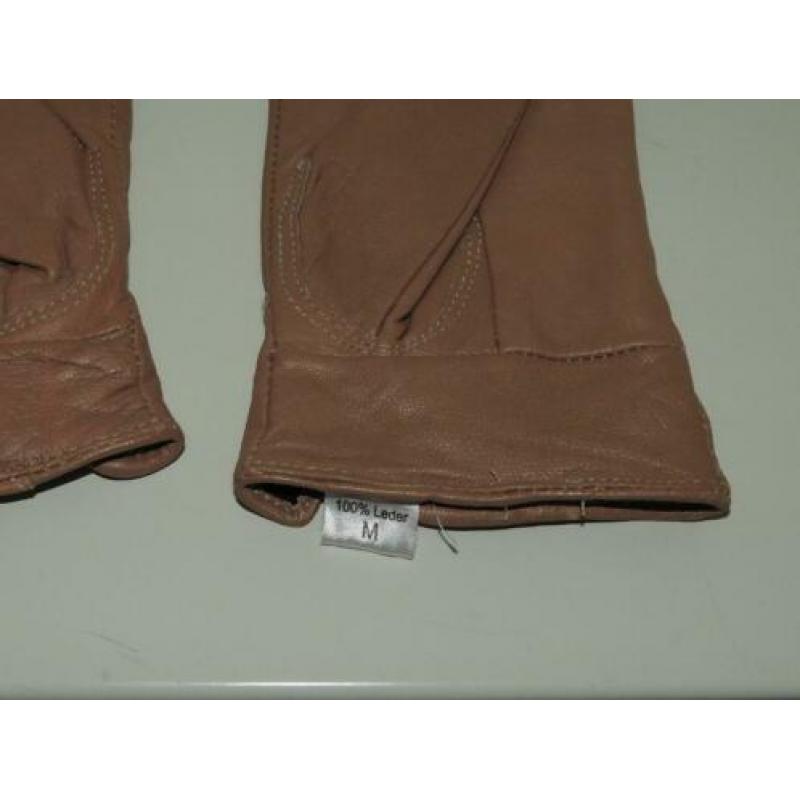 Nieuwe zacht leren dames handschoenen camel kleur maat M