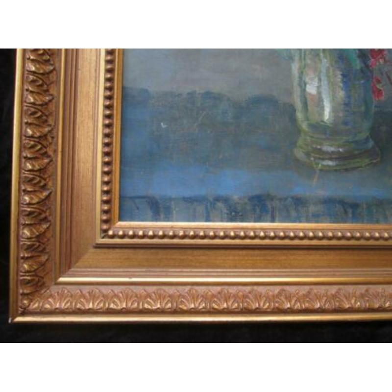 Sfeervol Bloemstilleven Olieverf Prachtige Lijst 62,5 x 52,5
