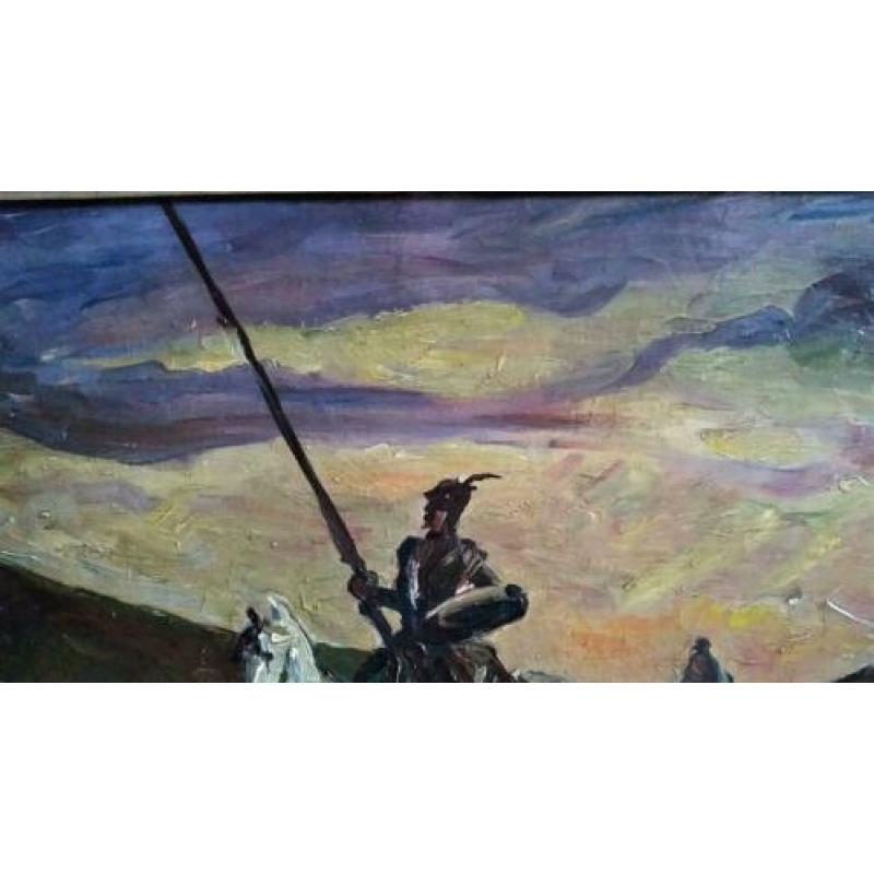 oud schilderij, de voorstelling is volgens mij Don Quichot