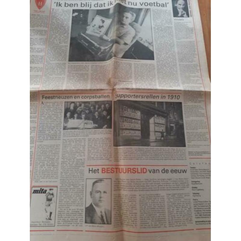 krant over H.F.C. HAARLEM 100 jaar 27 september 1989