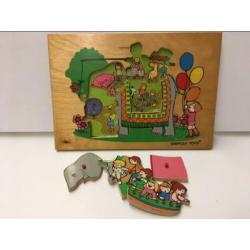 Simplex puzzel olifant, dubbel laags, vintage