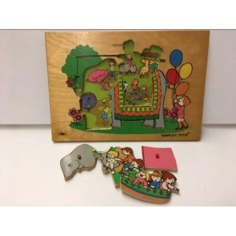 Simplex puzzel olifant, dubbel laags, vintage
