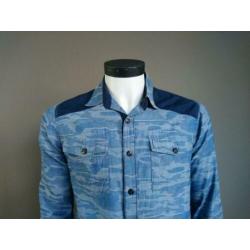Capsize overhemd. Blauwe Army print. Maat S