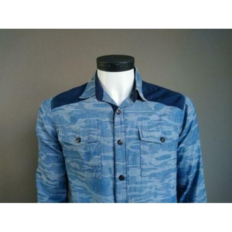 Capsize overhemd. Blauwe Army print. Maat S