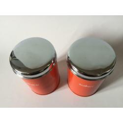 Retro/Brokante Set van 2 Brabantia emaille blikken voor Thee