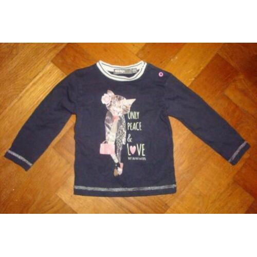 Dirkje tricot longsleeve, donker blauw, poes kat love, mt 80
