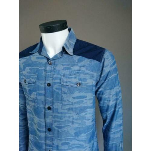 Capsize overhemd. Blauwe Army print. Maat S