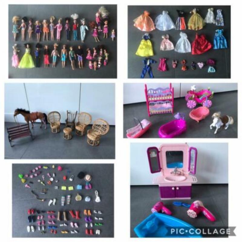 Barbie, evi, meubels, kleding etc
