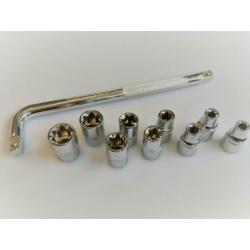 Torx doppen (inwendig) E10 t/m E24 - 9 delig met wringijzer