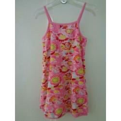 Vrolijk Roze Jurk Badstof Jurkje met Bloemen mt 116 merk H&M