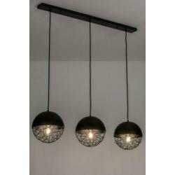 hanglamp bollen beton grijs of zwart roodkoper eettafel lamp