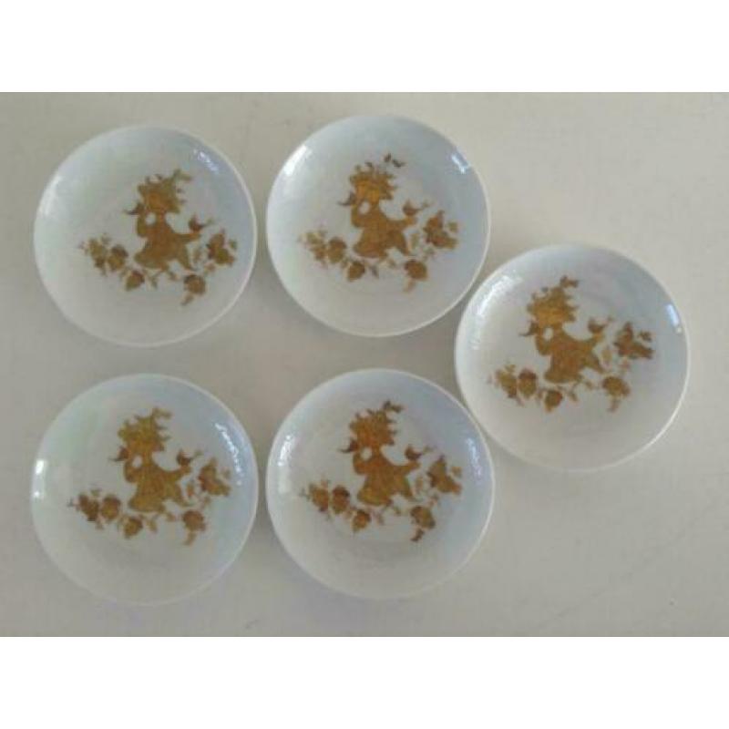 5 Porseleinen petit four schaaltjes- Bjorn Wiinblad -Romanze