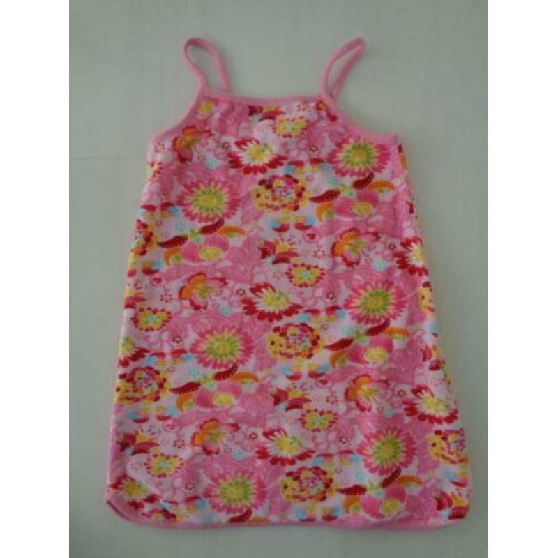 Vrolijk Roze Jurk Badstof Jurkje met Bloemen mt 116 merk H&M