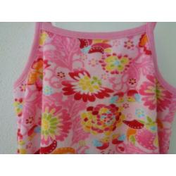 Vrolijk Roze Jurk Badstof Jurkje met Bloemen mt 116 merk H&M