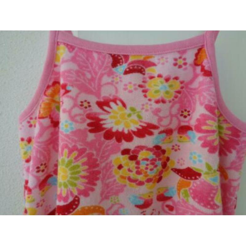 Vrolijk Roze Jurk Badstof Jurkje met Bloemen mt 116 merk H&M