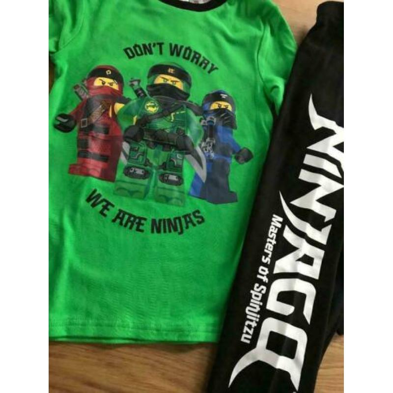Lego Ninjago pyjama groen zwart maat 122 - 128 als nieuw