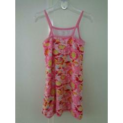 Vrolijk Roze Jurk Badstof Jurkje met Bloemen mt 116 merk H&M