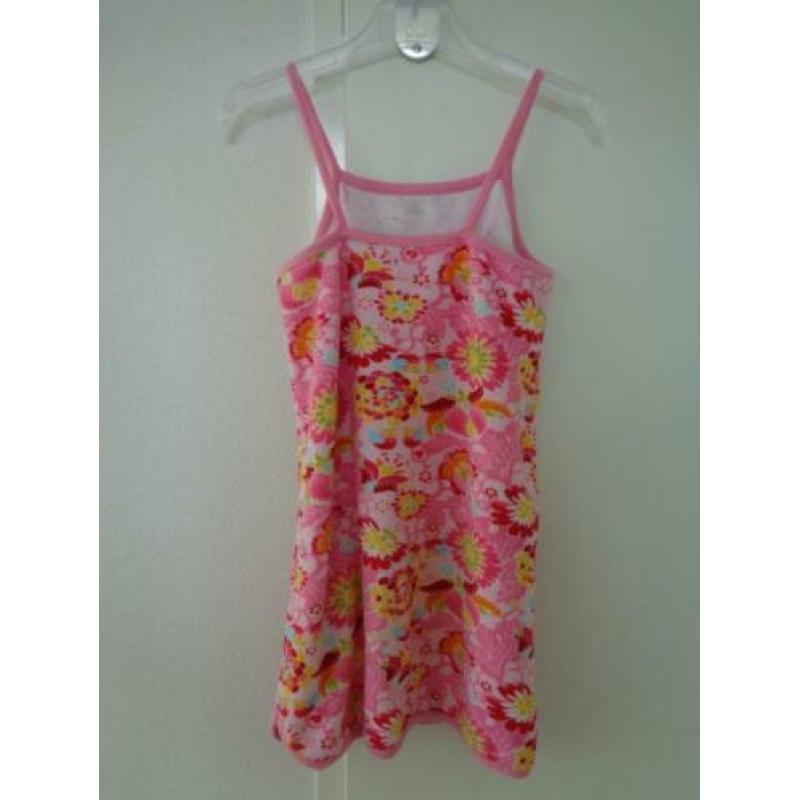Vrolijk Roze Jurk Badstof Jurkje met Bloemen mt 116 merk H&M