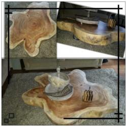Stoere landelijke BOOMSTAMTAFEL salontafel. Rond of grillig