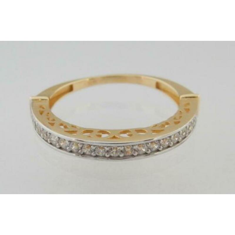 14 karaat Gouden Design Dames Ring met witte Saffieren