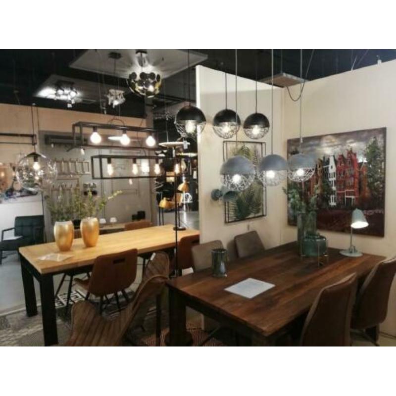 hanglamp bollen beton grijs of zwart roodkoper eettafel lamp