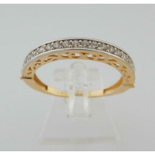 14 karaat Gouden Design Dames Ring met witte Saffieren