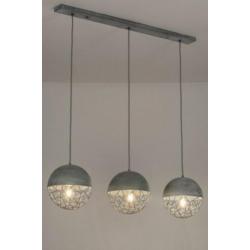 hanglamp bollen beton grijs of zwart roodkoper eettafel lamp