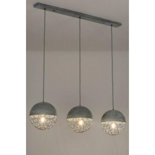 hanglamp bollen beton grijs of zwart roodkoper eettafel lamp